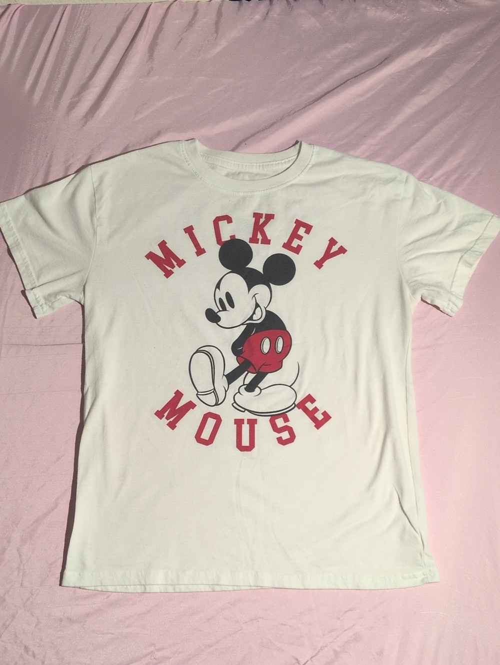 Disney White Tee with Red & Black Mickey Graphic